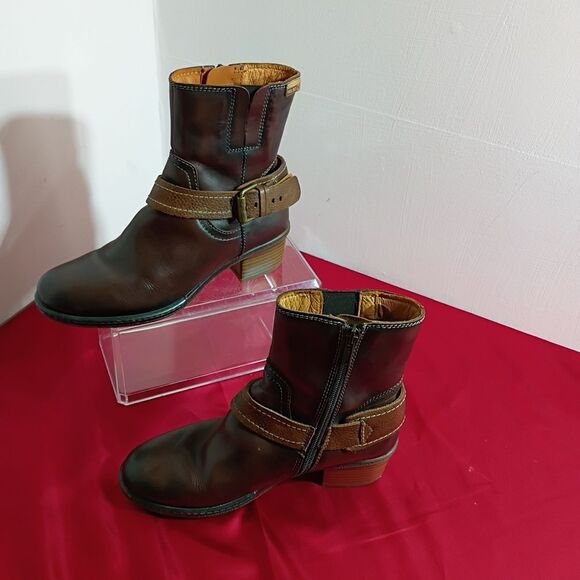 Pikolinos Women’s SZ 5 Euro 35 Round Toe Leather Ankle Boots Booties Brown - Picture 2 of 11